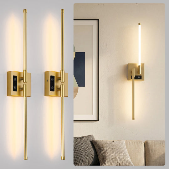 2 PCS Battery Operated Wall Sconce of 2,Dimmable 3000K-6000K Magnetic 360° DIY Rotate Rechargeable LED Wall Lamp with Remote,Cordless Night Light Decor Light for Hallway, Living Room,Bedroom,Gold