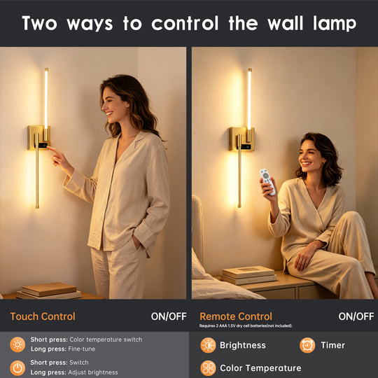 2 PCS Battery Operated Wall Sconce of 2,Dimmable 3000K-6000K Magnetic 360° DIY Rotate Rechargeable LED Wall Lamp with Remote,Cordless Night Light Decor Light for Hallway, Living Room,Bedroom,Gold