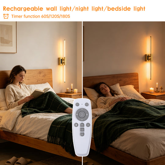 2 PCS Battery Operated Wall Sconce of 2,Dimmable 3000K-6000K Magnetic 360° DIY Rotate Rechargeable LED Wall Lamp with Remote,Cordless Night Light Decor Light for Hallway, Living Room,Bedroom,Gold