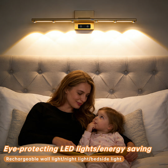 2 Pcs Dimmable 3000K-6000K Magnetic 360° Rotate Rechargeable  Gold Battery Operated LED Wall Sconces light Set with Remote Control for Living Room,Bedroom,Hallway