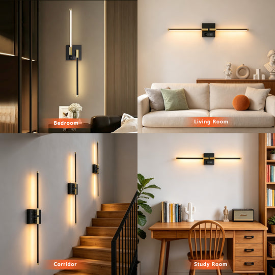 2 Pcs Black Dimmable 3000K-6000K Magnetic 360° DIY Rotate Rechargeable Battery OperatedLED Wall Lamp with Remote,Cordless Night Light Decor Light for Hallway, Living Room,Bedroom