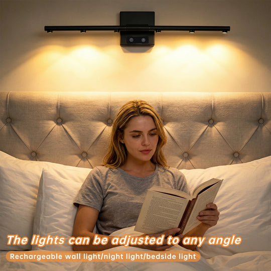 2 pcs Black Rechargeable Battery Operated Wall Sconces light Set with Remote Control Dimmable 3000K-6000K Magnetic 360° Rotate LED Wall Lights/Picture Lamp/Night Light for Living Room,Bedroom,Hallway