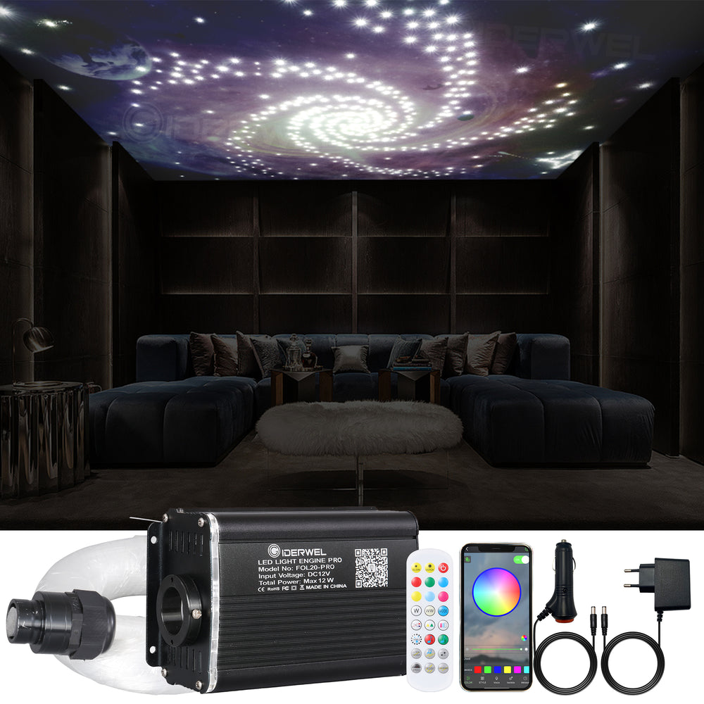 Twinkle Fiber Optic Lights Kit Works for Bluetooth APP/Remote/Music Activate Starlight Headliner Kit with RGBW LED Light Engine for Car Ceiling