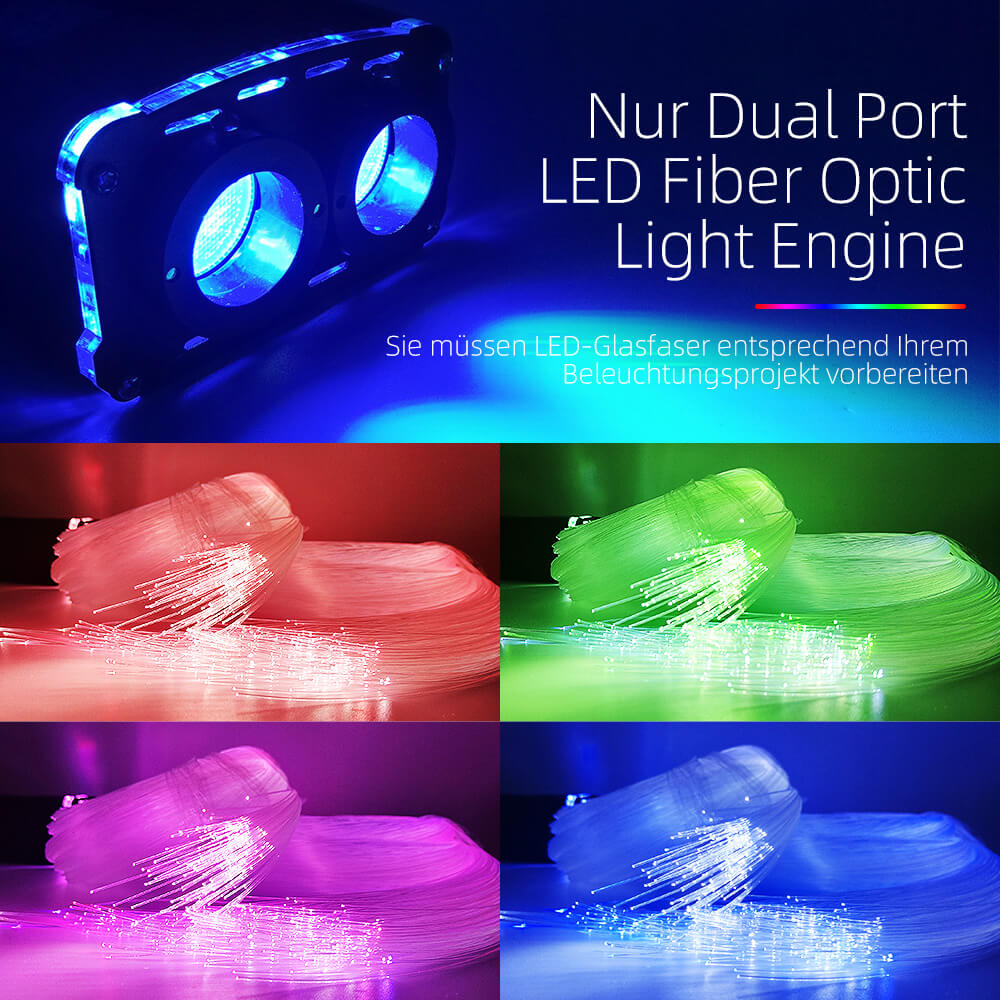 Smart APP LED Fiber Optic Lights Engine Driver Dual Port RGBW Compatible with RF Remote Control for All Kinds of Fiber Optics Cable