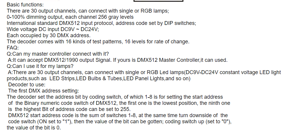 30 Channel RGB dmx512 decoder led strip dmx controller 60A dmx dimmer PWM driver Input DC12-24V 30CH dmx decoder light control
