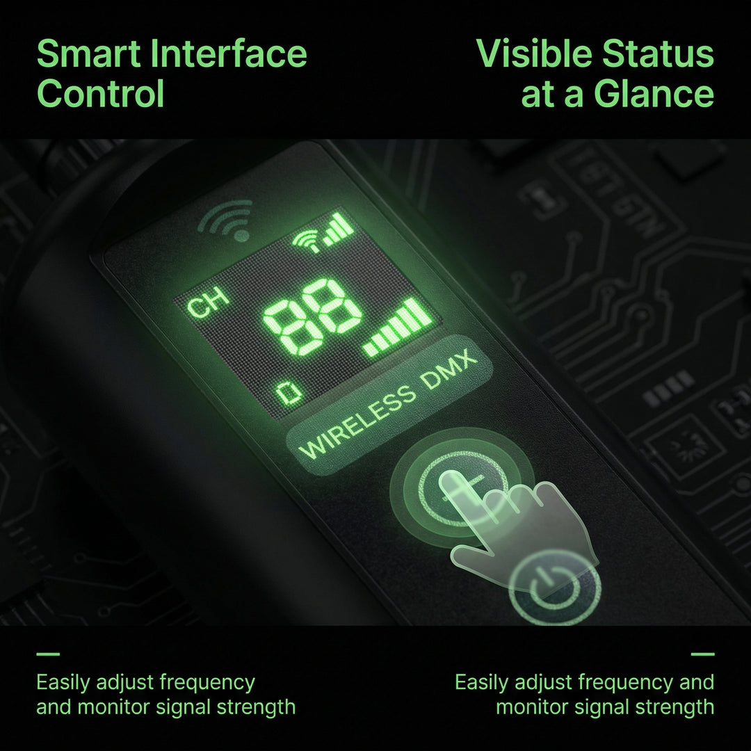 1T3R Dmx512 Professional 2.4g Wireless a Transmitter and 3 Receivers 20 Independent ID Groups with LCD touch screen
