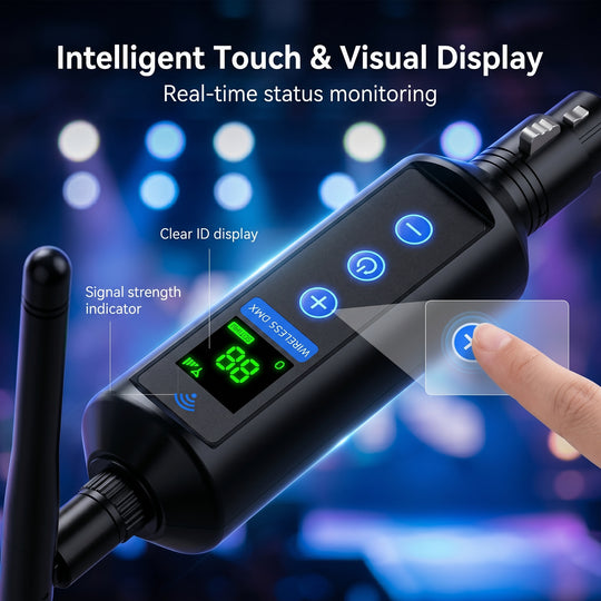 1T3R Dmx512 Professional 2.4g Wireless a Transmitter and 3 Receivers 20 Independent ID Groups with LCD touch screen