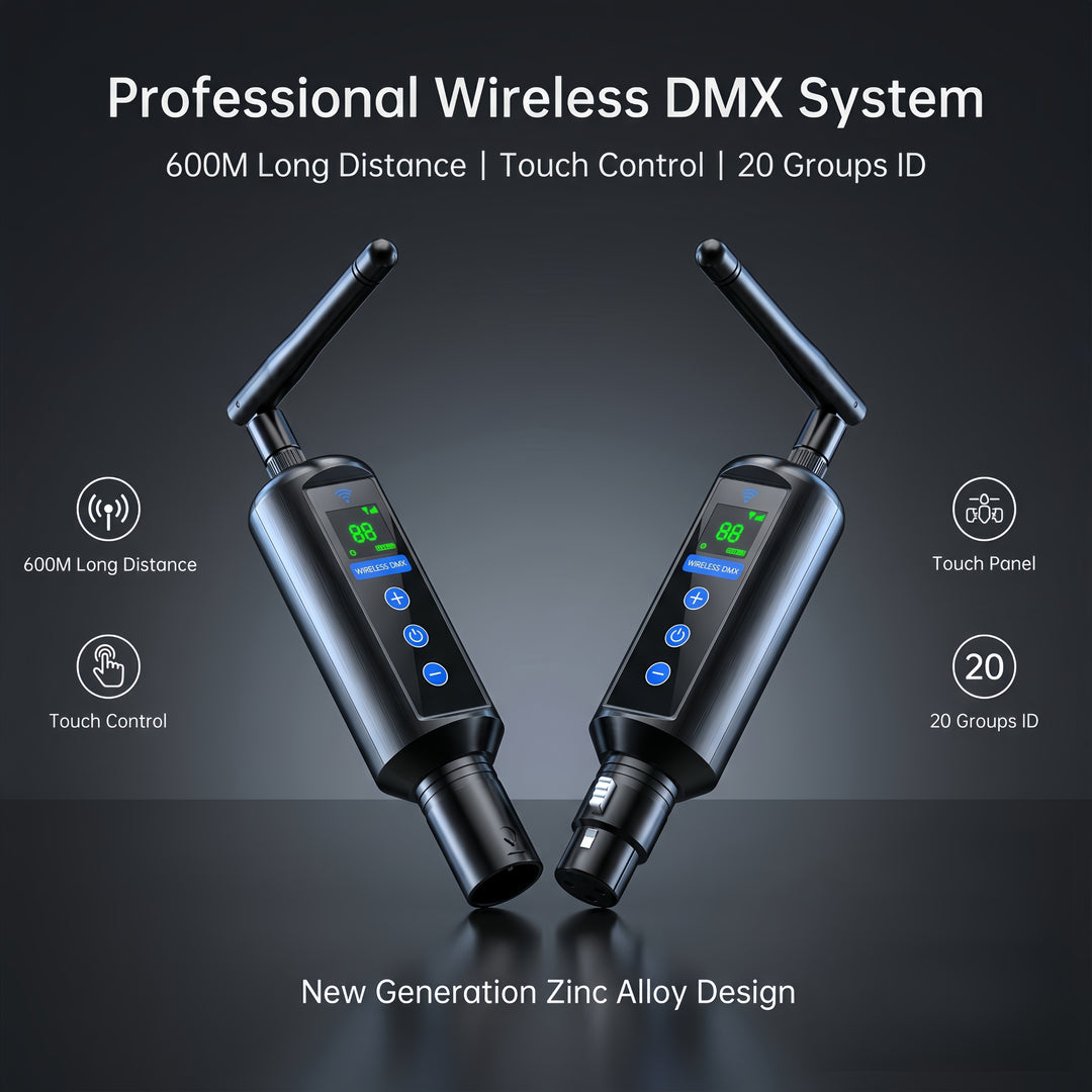 1T3R Dmx512 Professional 2.4g Wireless a Transmitter and 3 Receivers 20 Independent ID Groups with LCD touch screen