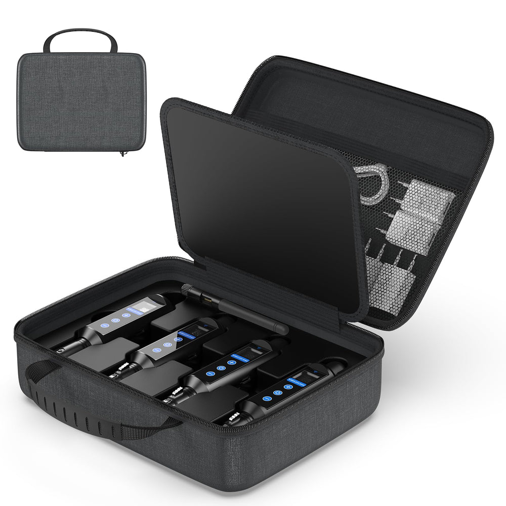 1T3R Long-Distance Wireless Signal Touch Screen DMX512 Receiver(Built in battery) and Transmitter with Storage box Features 126 Frequency Channels and 20 ID Groups