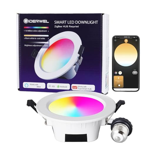 1 Pack 5inch Hub App Control ZigBee 3.0 Smart Retrofit Recessed LED RGBCCT Ceiling Downlight Compatible with Alexa