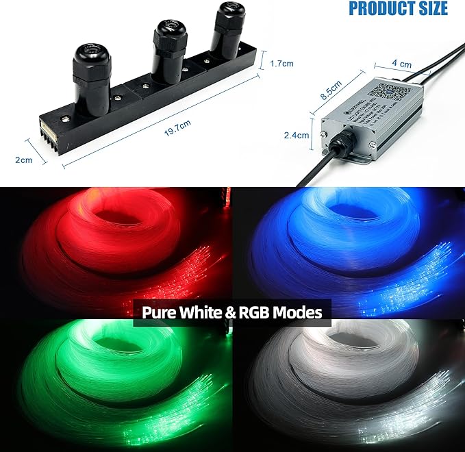 3 Holes RGBW Fiber Light Twinkle Starlight with APP/RF Remote Controlled Music Mode