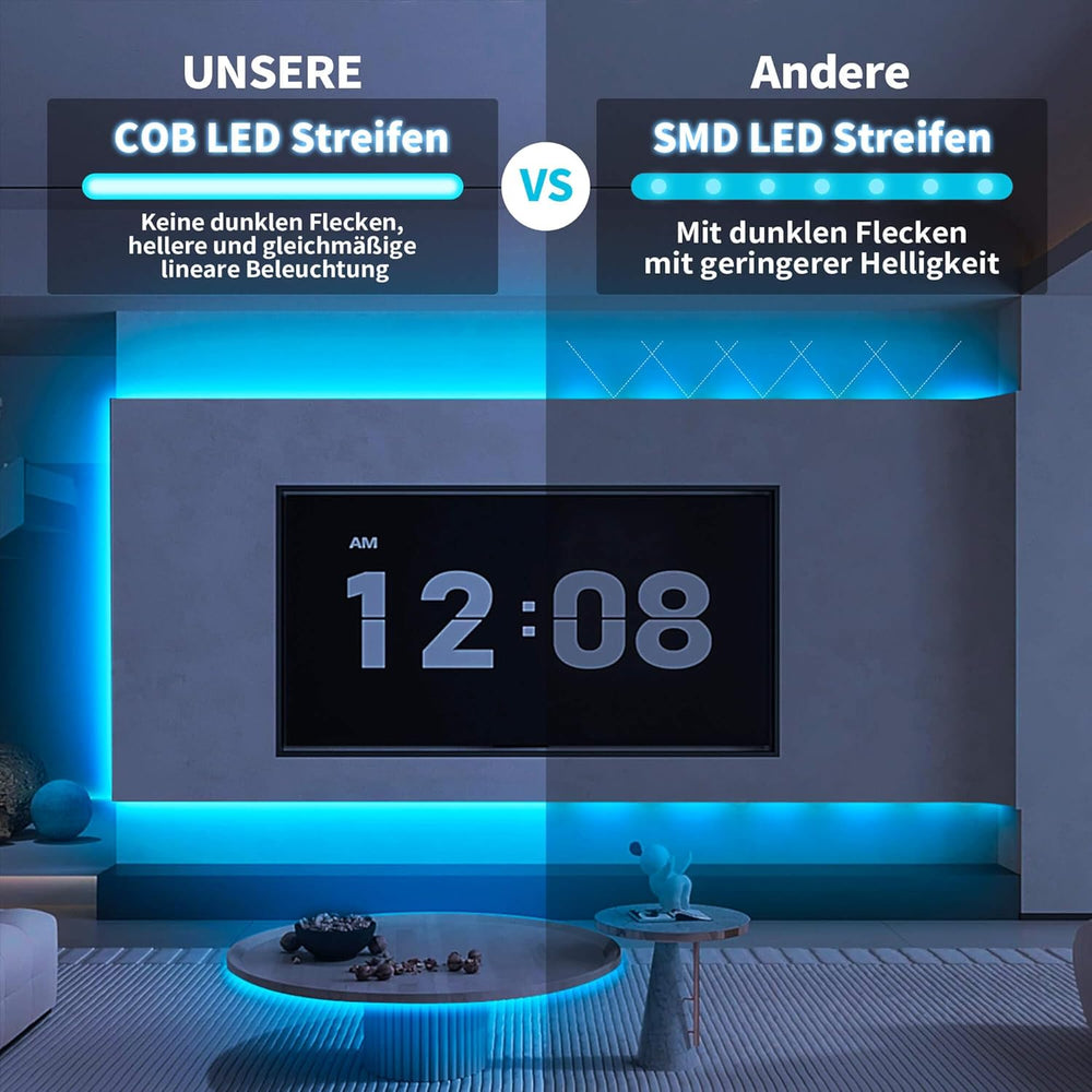 32.8ft Bluetooth COB LED 10M Strip Light 24V with IR Remote & Bluetooth APP Control Kit