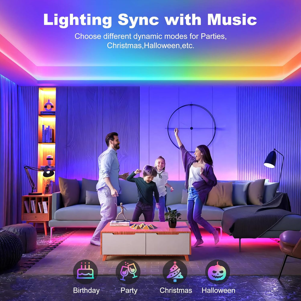 COB RGB LED Strip Light 16.4ft 5M Kit Support Bluetooth APP & IR Remote Control and Music Sync Color Changing