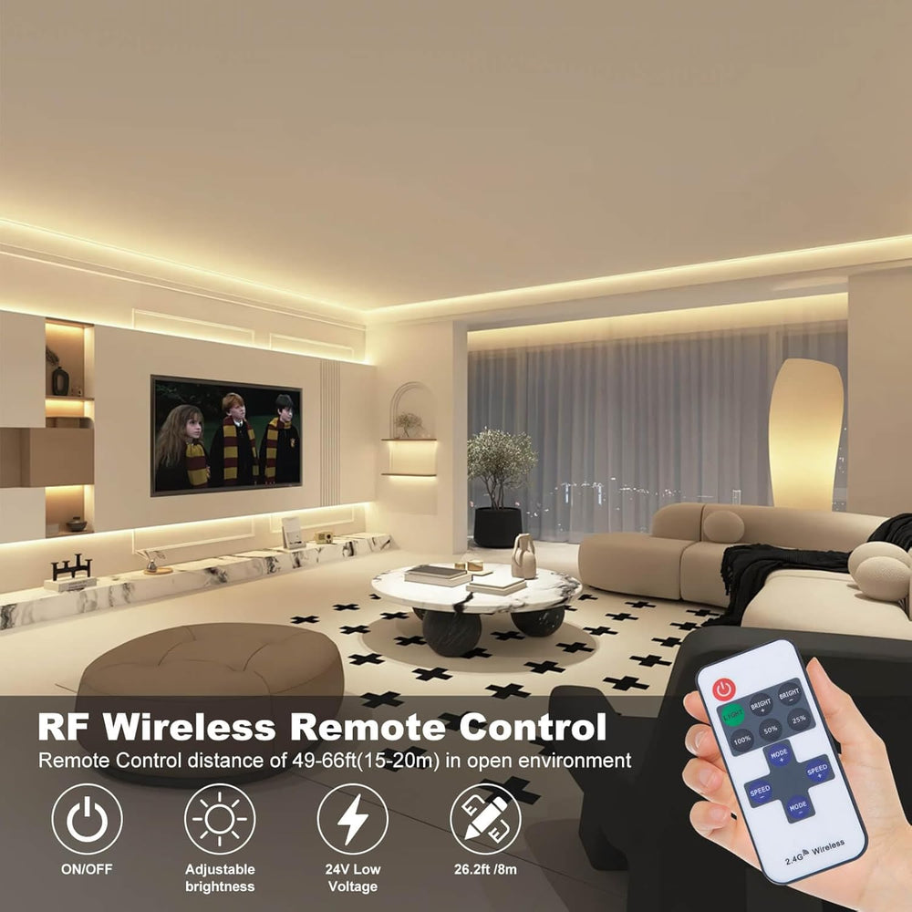 8M COB 4000K LED Strip Lights 26.2ft Kit with RF Remote Control/Bluetooth APP Control