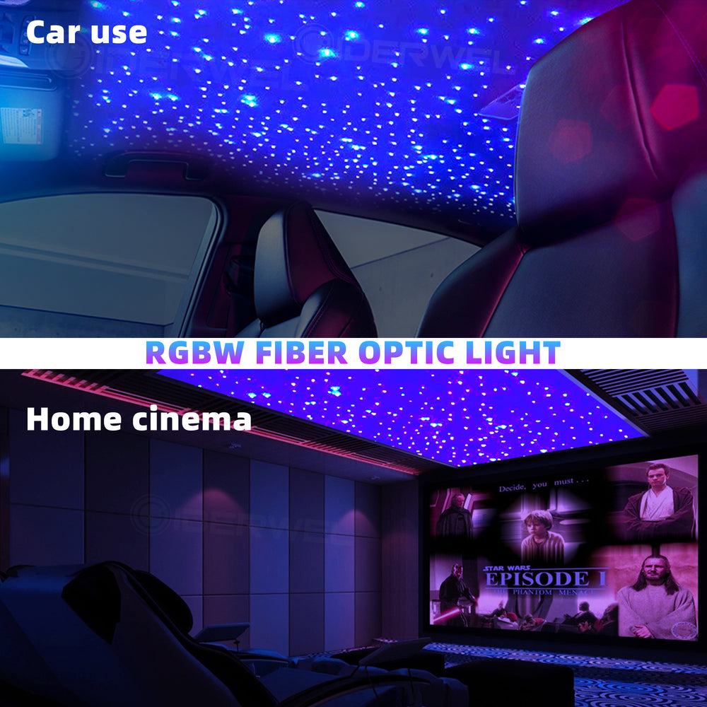 300 Pcs Bluetooth APP/Remote/Music Activate Starlight Headliner Twinkle Fiber Optic Lights Kits with RGBW LED Light Engine