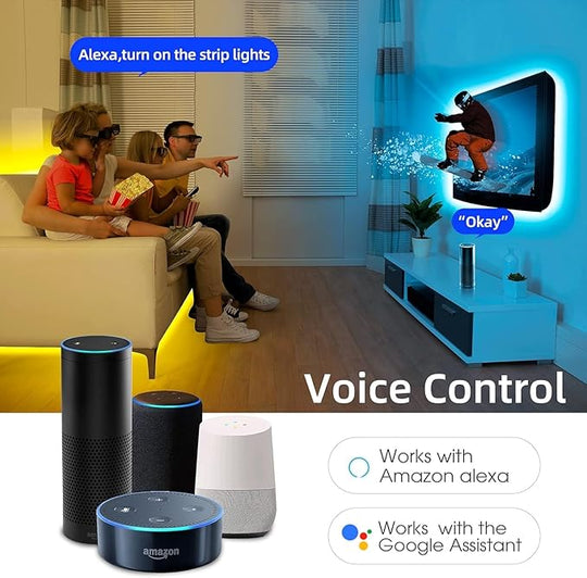 Smart 32.8ft 10M  WiFi RGBW LED Strip Light Kit Compatible with Alexa Google Assitant,Support Voice Control, via RF Remote &APP Control,RGB&Warm White