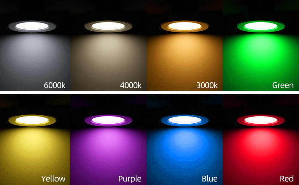 2 Packs 12W ZigBee 5 Inch RGBCW Recessed LED Downlight Works with Alexa, Google Assistant, Hub App and Voice Control,RGB CCT 3000K~6000K Color Changing