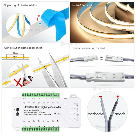 16-way LED Stair Step Controller PIR Motion Sensor Light Dimming Indoor Motion Night light 12V/24V Flexible Home Ambient Light