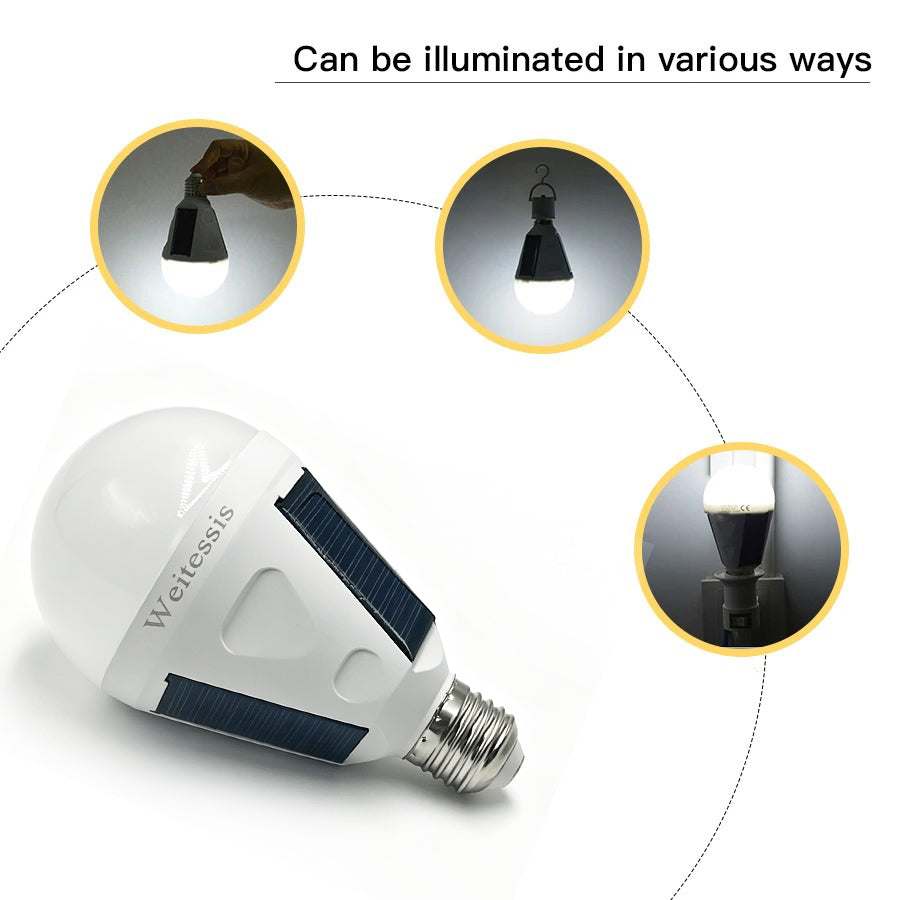 Weitessi Outdoor Lighting Waterproof Solar Bulb 7W Rechargeable E27 LED Bulb Portable Solar Lamp Energy Saving Camping Light