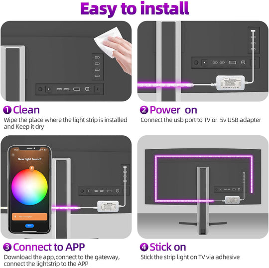 ZigBee Controller USB Power RGBWW LED Strip Light 9.8ft 3M Dimmable Kit, ZigBee Hub Bridge Required for APP/Voice Control Alexa Echo Plus