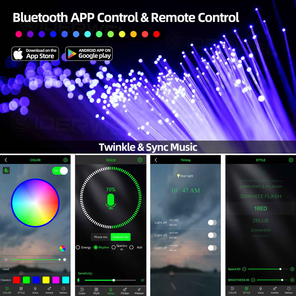 RGBW Double Hole Twinkle Smart Fiber Optic Light Pro Kit