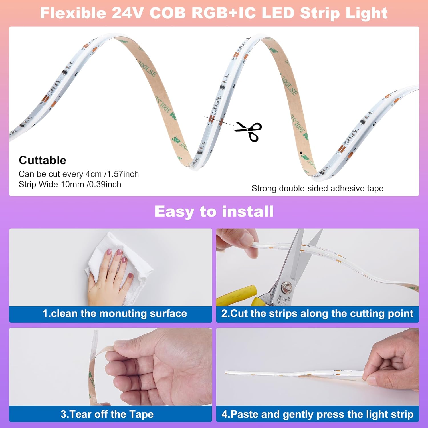 Giderwel COB LED Strip Light Kit - Thumbnail 4