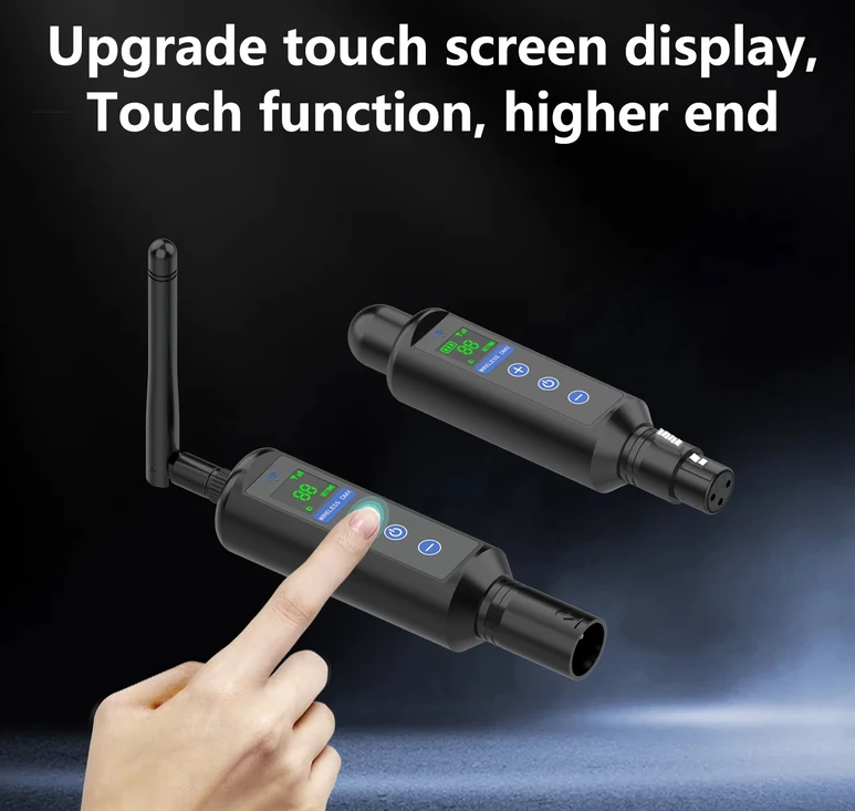 1T2R Long-Distance Wireless Signal Touch Screen DMX512 Rechargeable 20-hour Receiver(Built in battery) and Transmitter Stable Long-Distance Wireless Signal