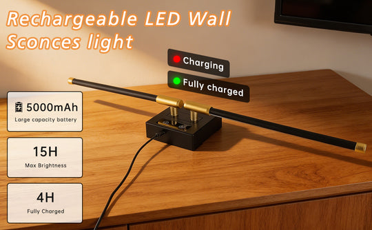 2 Pcs Black Dimmable 3000K-6000K Magnetic 360° DIY Rotate Rechargeable Battery OperatedLED Wall Lamp with Remote,Cordless Night Light Decor Light for Hallway, Living Room,Bedroom