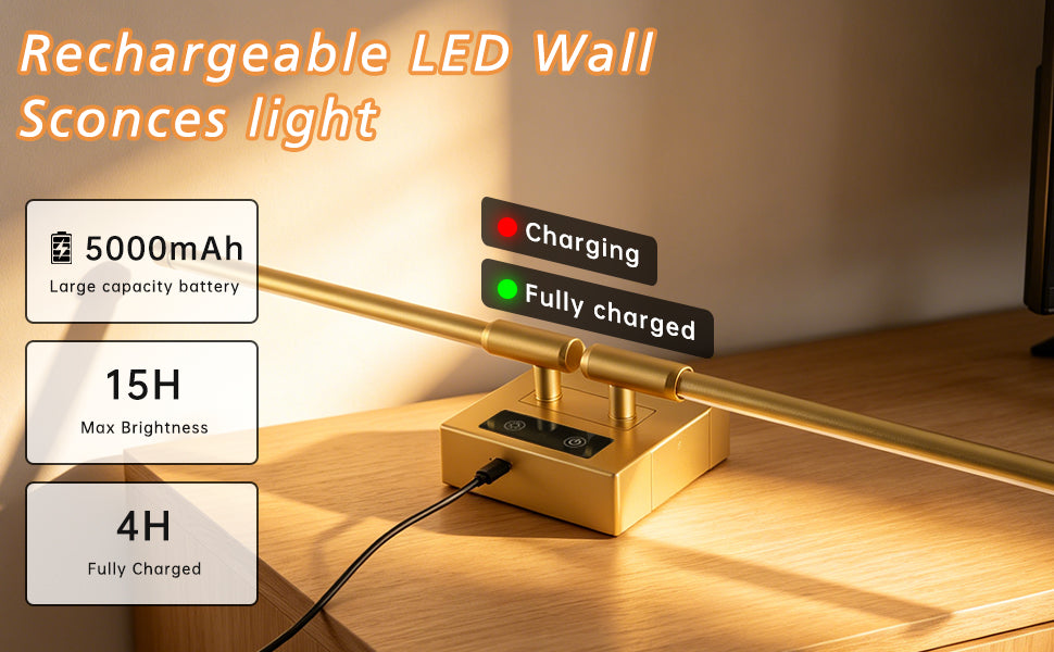 2 PCS Battery Operated Wall Sconce of 2,Dimmable 3000K-6000K Magnetic 360° DIY Rotate Rechargeable LED Wall Lamp with Remote,Cordless Night Light Decor Light for Hallway, Living Room,Bedroom,Gold