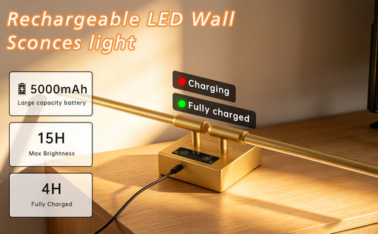 2 PCS Battery Operated Wall Sconce of 2,Dimmable 3000K-6000K Magnetic 360° DIY Rotate Rechargeable LED Wall Lamp with Remote,Cordless Night Light Decor Light for Hallway, Living Room,Bedroom,Gold