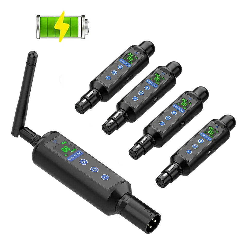 Long-Distance Wireless Signal Touch Screen DMX512 Rechargeable 20-hour receiver(Built in battery) and Transmitter 1T4R