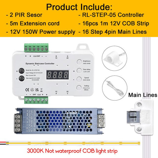 Motion Sensor Stair Light COB Kit with Main Lines