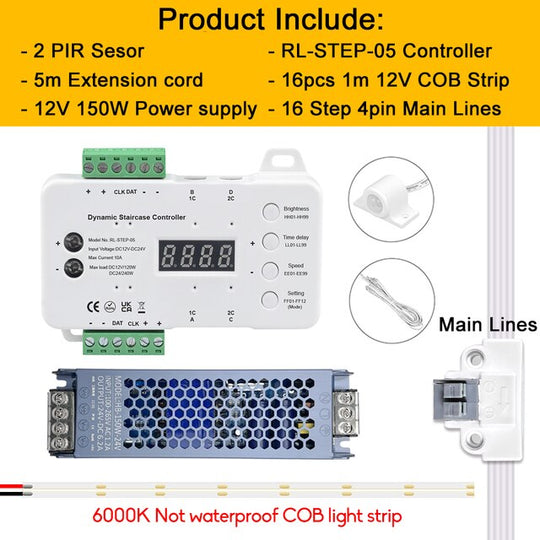 Motion Sensor Stair Light COB Kit with Main Lines