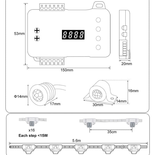 Motion Sensor Stair Light COB Kit with Main Lines