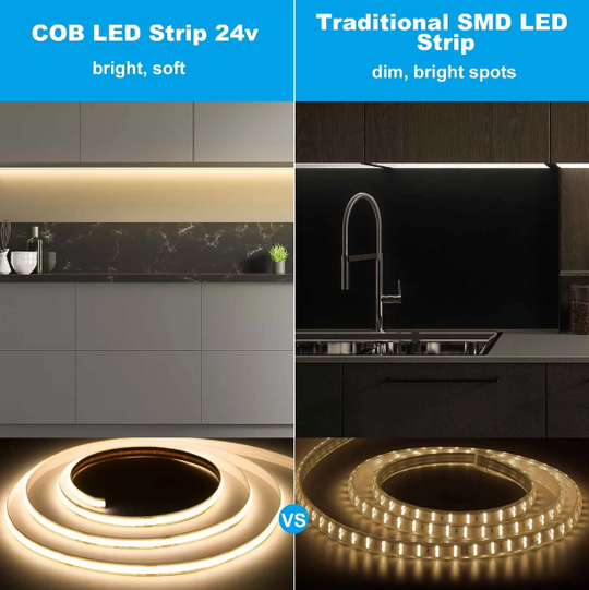 DC 24V COB White LED Strip Lights 16.4ft 5M 4000K