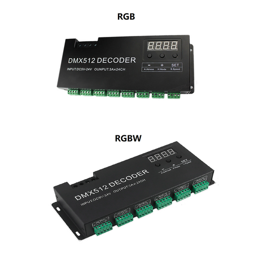 24 channel RGB/RGBW DMX 512 Decoder With Digital Display 72A Dimmer PWM Driver RGB Strip Controller DMX With RJ45 Input DC5V-24V