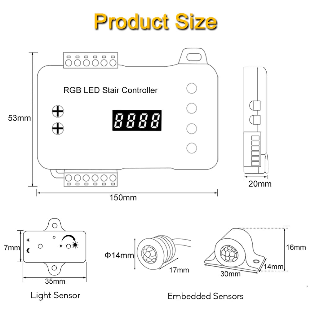 Motion Sensor Stair Light RGB Strips Kit with Main Lines