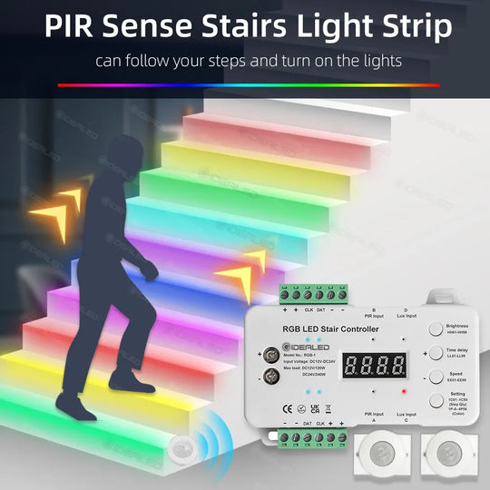 Motion Sensor Stair Light RGB Strips Kit with Main Lines