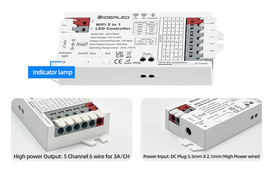 Smart 5 in 1 WiFi LED Controller for Strip Lights RGBCCT RGBW Work with Alexa/Google Assistant,APP/Voice Control Color Change Dimming(Only a WiFi Controller)