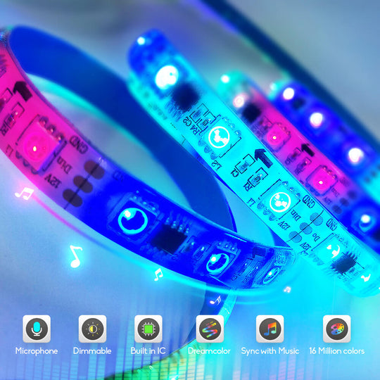 GIDERWEL 16.4ft RGBIC Dreamcolor LED Strip Lights (300LEDs)