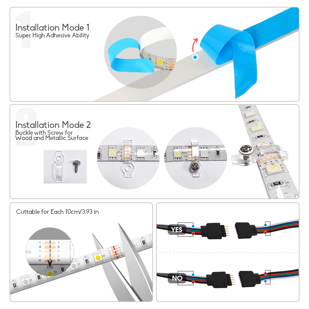 Smart WiFi RGBW LED Strip 16.4ft Kit
