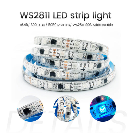 GIDERWEL 16.4ft RGBIC Dreamcolor LED Strip Lights (300LEDs)
