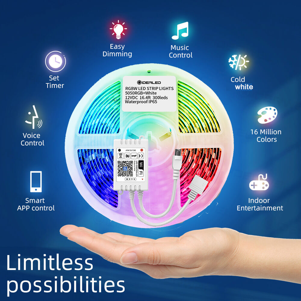 Smart WiFi RGBW LED Strip 16.4ft Kit