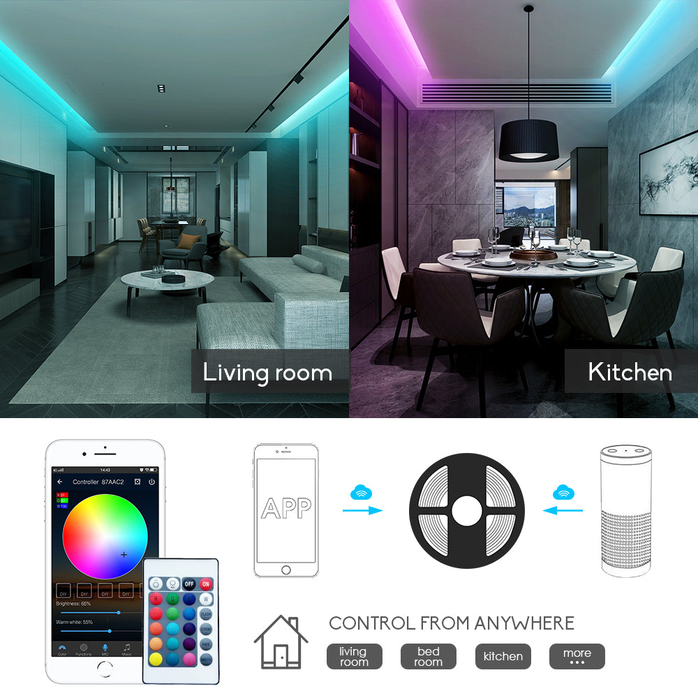 Smart WiFi RGBW LED Strip 16.4ft Kit