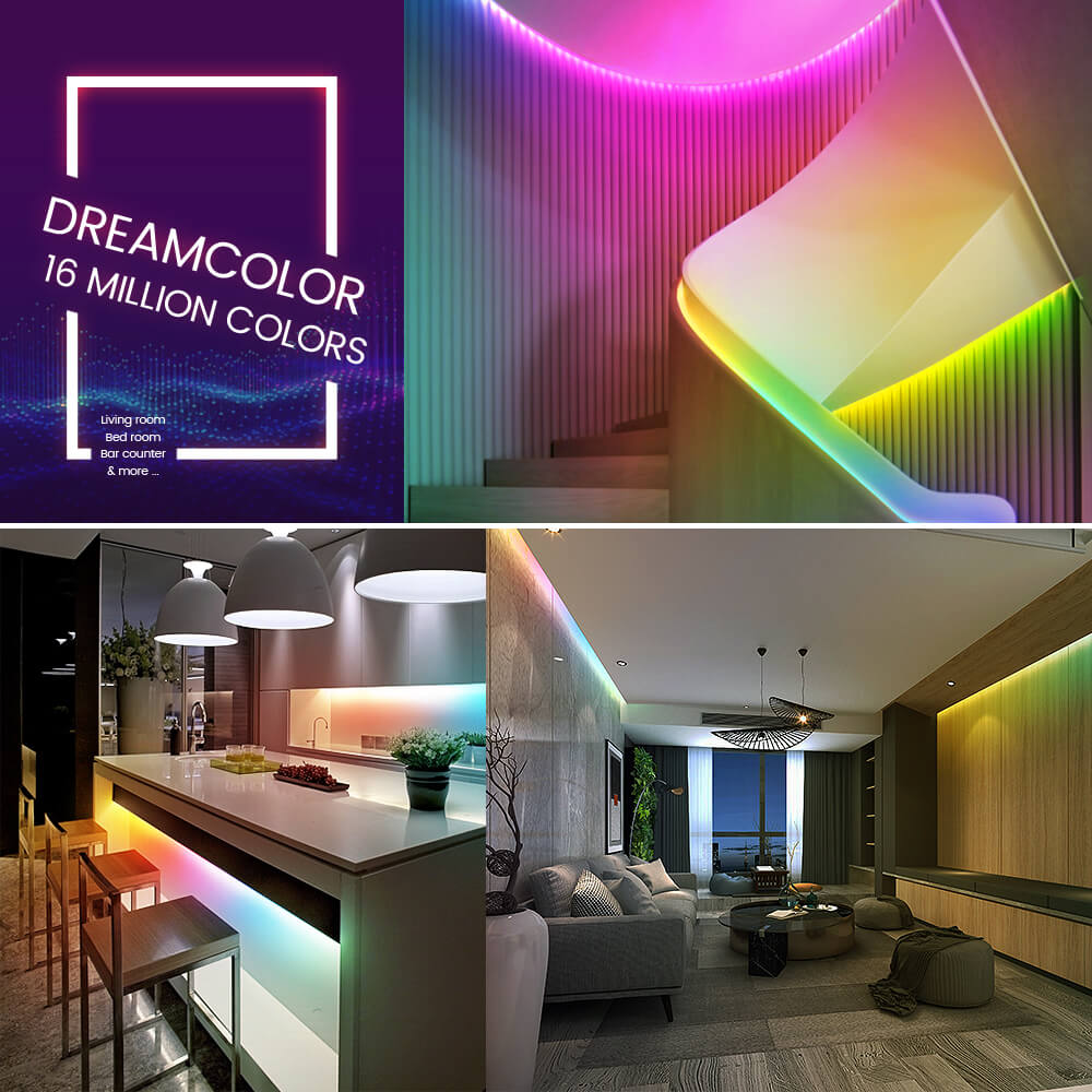 GIDERWEL 16.4ft RGBIC Dreamcolor LED Strip Lights (300LEDs)