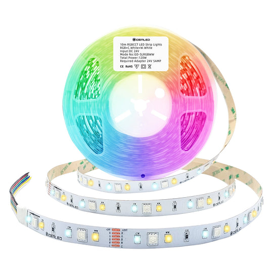 24V RGBCCT LED Strip Lights 10m (32.8ft ) only LED Strip RGBWW