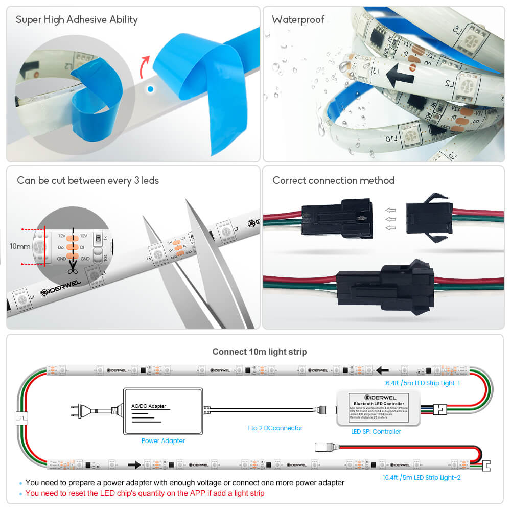Smart Wi-Fi RGBIC LED Strip Lights 32.8ft Kit