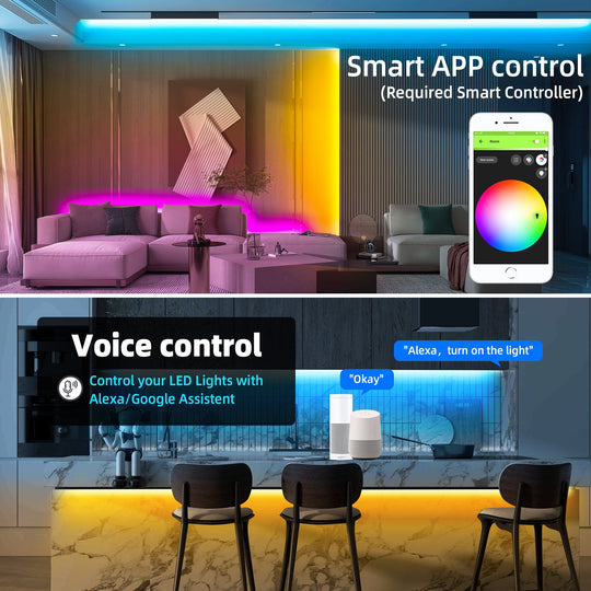 12V RGBWW LED Strip Lights with Waterproof Protective Coating (16.4ft)