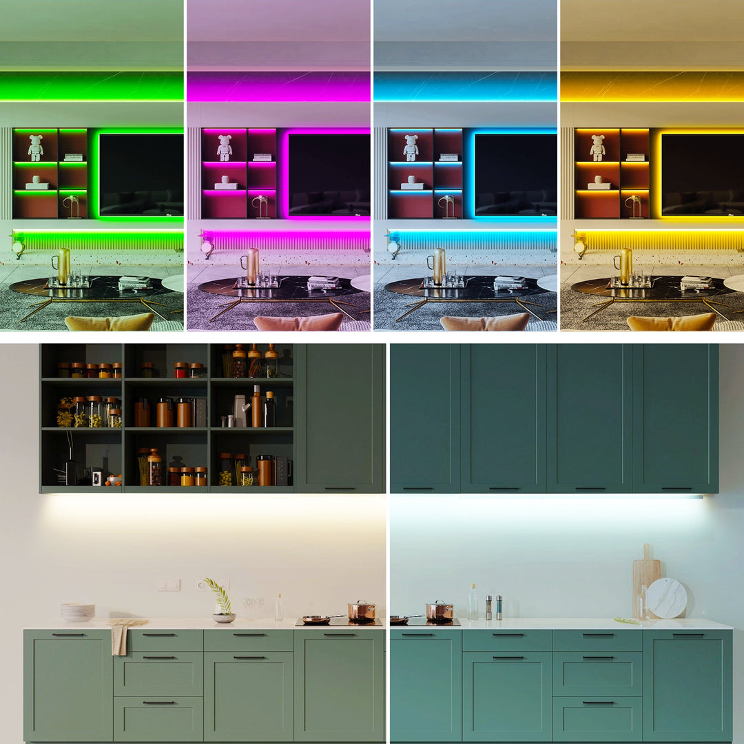 12V RGBWW LED Strip Lights with Waterproof Protective Coating (16.4ft)