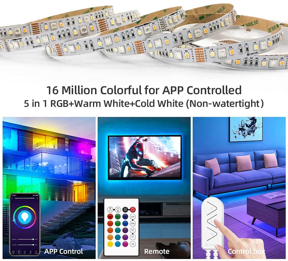 WiFi RGBWW Smart LED Strip 16.4ft Kit